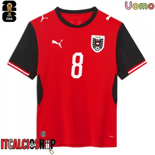 Austria David Alaba #8 Prima Maglia Mondiali 2026 Manica Corta